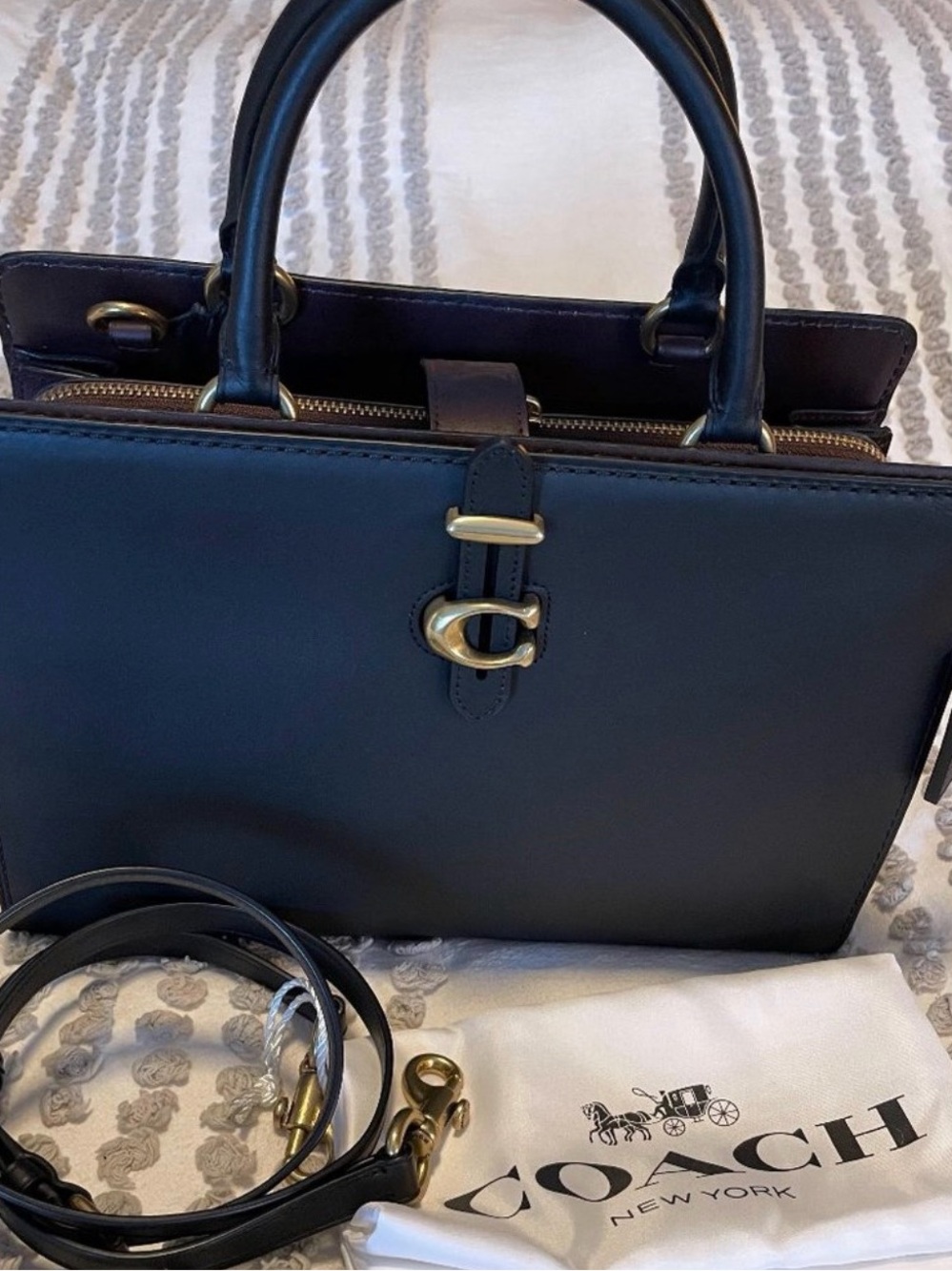 Coach Black Leather Satchel with Gold Hardware